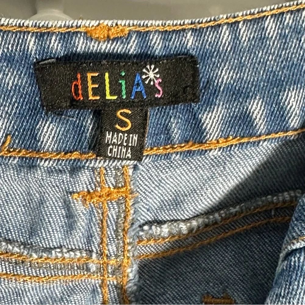 dELiA*s Blue Flare Jeans with Floral motives.Juniors/petite Women size S. Y2K.